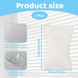 Bath Pillows for Head and Neck, Waterproof Bath Pillow for Bathtub with 2 Suction Cups, Comfortable SPA Bath Pillow, White