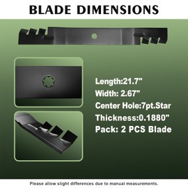Inren GX22151 Lawn Mower Blades Fits for John Deere Many 42'' Mowers,Compatible with John Deere 102 115 125 135 D100 D105 Series Tractors Replace AM137328, AM141033, GY20850，2 Pack