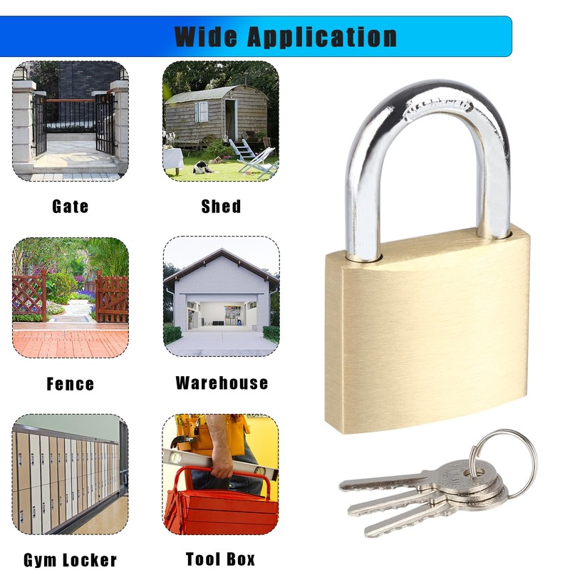 6Pack Solid Brass Padlocks Keyed Alike, Locker Locks with Same