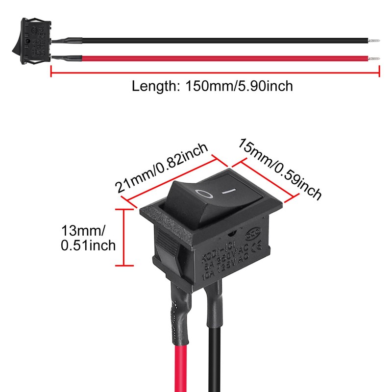 DWEII 10PCS Mini Rocker Switch 12V 20A T85 2 Pin