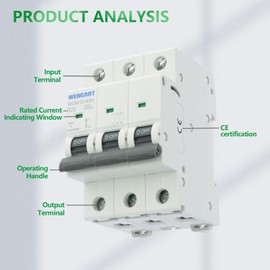 Wengart High Performance Miniature Circuit Breaker WGM12-63H, AC 230V/400V 3P 10kA B-Char Fast Response to Ensure Safe Power Use in Residential Buildings and Small Businesses (20A)