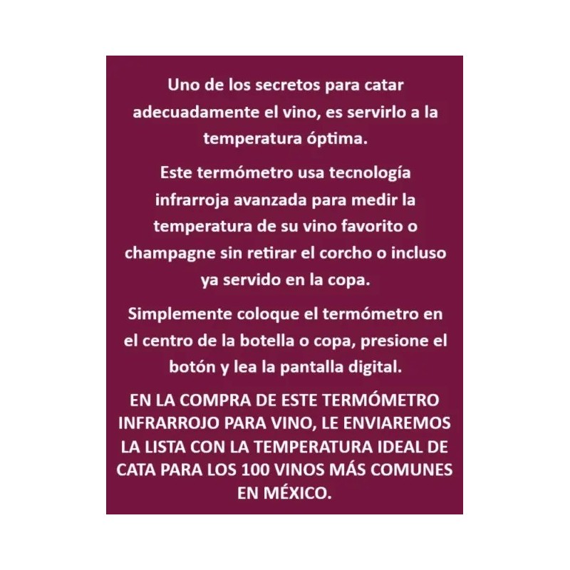 Termómetro Digital Infrarrojo Portátil Para Vino Y Cocina