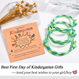 Leyung First Day of Kindergarten Bracelet for Boys, Dad Mom and Son Family Bracelets for 3, First Day of School Back to School Gifts for Son Kids