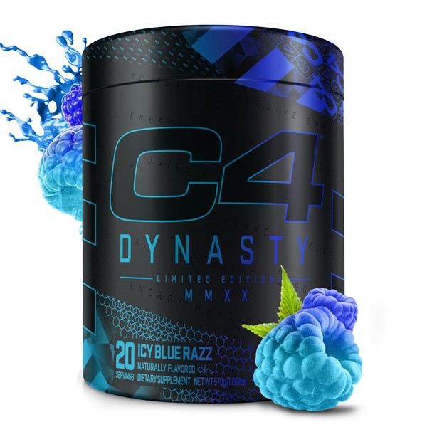 Cellucor C4 Dynasty MMXX Pre Workout Powder ICY Blue Razz | Preworkout Energy Supplement for Men & Women | 350mg Caffeine + 6.4g Beta Alanine | 20 Servings
