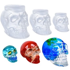 Skull Silicone Mold for Resin, 3PCS Large Skull Shape Mold, Epoxy Resin Skeleton Mold, Silicone Molds for Epoxy Resin, Candle Making, Home Decor, Large + Medium + Small