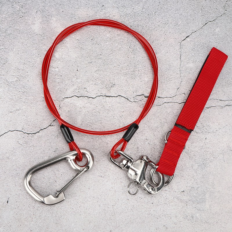 Freediving Lanyard 316 Pro Stainless Steel Safety Rope with Wristband