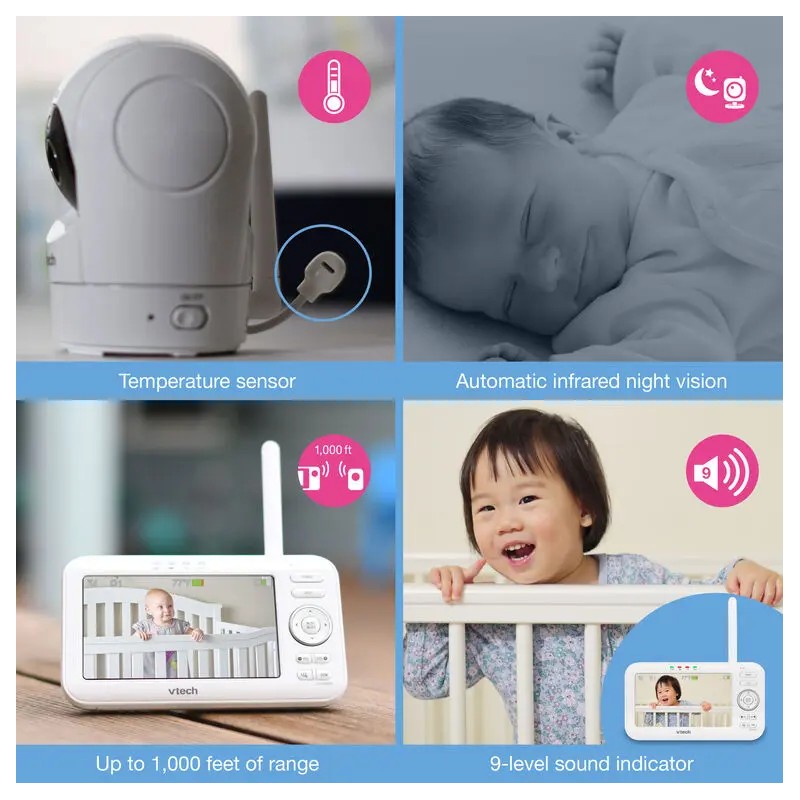 VTech VM5262-2 2 Camera 5" Digital Video Baby Monitor with