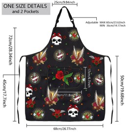 MBMSO Tattoo Apron Tattoo Artist Gift Funny Eat Sleep Tattoo Repeat Tattooing Apron Tattoo Gift for Tattoo Lover Tattoo Master Gift, Tattoo Skull Apron-b, Standard