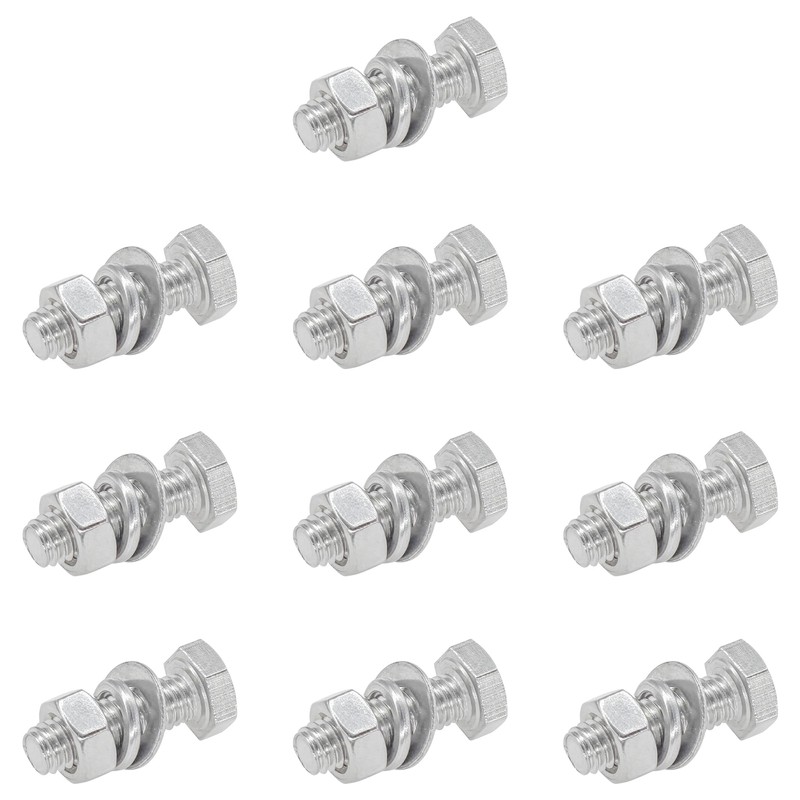 10 Sets of Stainless Steel Nuts & Bolts – Hex