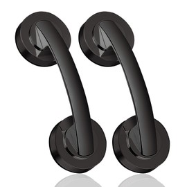 Toilet Suction Cup Handrail Bath Strong Suction Cup Nursing Door Handle Handrail for Children Elderly People Fall Prevention Anti-slip Bathtub Handrail for Bathtub Bathroom DIY Entrance Handrail Easy Installation Set of 2 (Black)