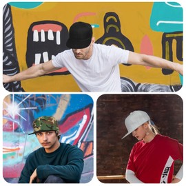 YOHTAS Unisex Flat-Brimmed Hat, Flatbill Snapback Cap, Hip Hop Hat Rock Cap Adjustable Baseball Caps Hat for Men & Women, White, 0