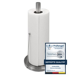 VonBueren Kitchen Roll Holder Standing 32 x 15 cm Stainless Steel Kitchen Roll Holder Silver Paper Roll Holder Kitchen Roll Holder for Kitchen Rolls for Worktop