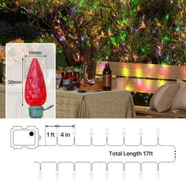 mollie Christmas String Lights with 50 LEDs 17 Ft, 8 Modes LED Mini String Lights, Battery Operated Waterproof Christmas String Lights with Green Wire for Outdoor for Wedding Party, Multi Color