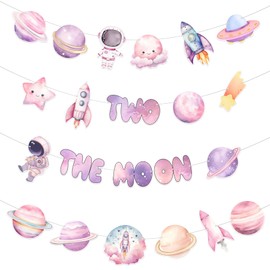 KARAQY - Banner para fiesta de cumpleaños con temática espacial