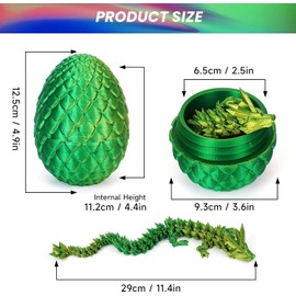 Merrwon Easter Surprise Dragon Egg Figures, 3D Printed Movable Dragon Toy, Easter Gifts, Children, Desk Toy, Dragon Ornament for Cars, Offices, Homes