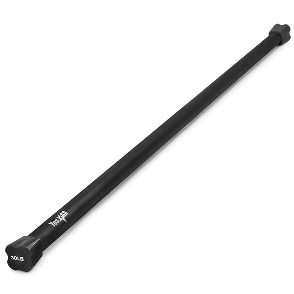 Yes4All 7RBK Total Body Workout Weighted Bar/Weighted Workout Bar – Great for Physical Therapy, Aerobics and Yoga – Weighted Exercise Bar – Body Bar for Exercise (30 lbs), Black
