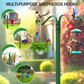 Jvgoo Garden Hose Holder - Upgraded Water Hose Holders for Outside with 5 Spikes & 2 Shepherds Hooks, Freestanding Hose Stand Hose Hanger Hose Storage Hose Reel Rack for Yard Lawn(Green)