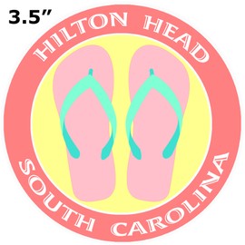 Athena Brands Flip Flops Hilton Head South Carolina - Car Truck Window Bumper Sticker Decal - Lobster Claw Red