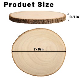JILTWO 8Pcs 7-8 Inch Unfinished Wood Slices, Wood Rounds Cookies for Crafts, Rustic Wood Circles & Slabs, Wooden Discs for Tables Decor- Perfect for Centerpieces, Art Projects and Rustic Weddings