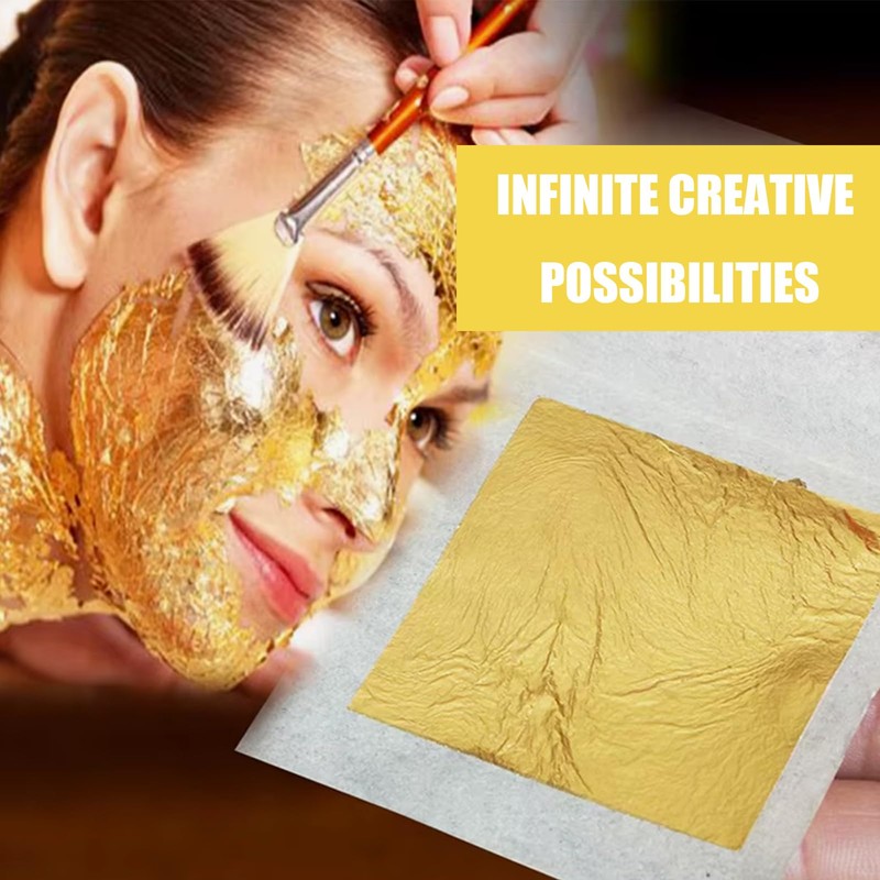 100pcs Gold Leaf Sheets,Gold Foil Sheets,Imitation Gold Leaf Gold Foil