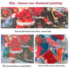 MXJSUA DIY 5D Diamond Painting Kit, Painting by Numbers for Adults Santa Claus Full Diamond Painting Kit Rhinestone Embroidery Cross Stitch Christmas Carriage Arts Craft for Canvas Wall Decor 30x40cm