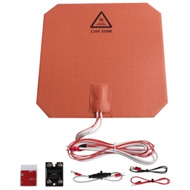 FYSETC Anycubi Mega-S Silicone Heater Pad - 3D Printer Upgrades Heating Plate: AC 110V 350W 218x218mm/8.6inch Heated Bed Mat with SSR for Fast Heating 220x220mm Aluminum Hotbed PEI Spring Steel