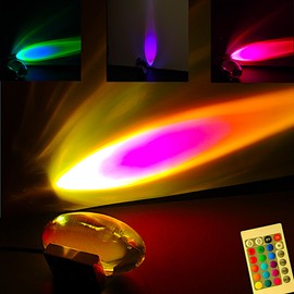 ALYMACK Crystal Aura Projector Lamp with Sunrise Sunset Color Changing LED & Rainbow Effects - Ambient Night Light with Iridescent Design for Bedroom Mood Lighting - USB Powered Table Lamp (Remote)