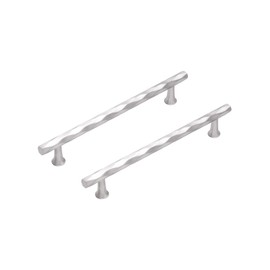 JIASENBAO Brushed Nickel Cabinet Pulls 6.3" Hole Center 5 Pack Hammered Silver Cabinet Handles Decorative Kitchen Drawer Dresser Cupboard Bathroom Vanity Cabinet Hardware Rhombus