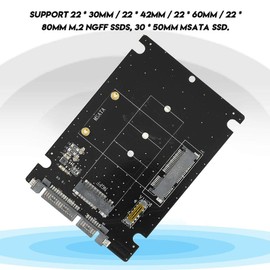 Adaptador Micro SATA, 2 en 1 Mini M.2 NGFF/mSATA SSD a Tarjeta Convertidor de Adaptador de Disco Duro SATA 3.0