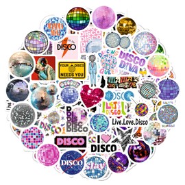 BulbaCraft 100Pcs Disco Stickers, Disco Ball Stickers, Disco Party Favors, Disco Party Decorations Adults & Kids, Disco Ball Decorations, Disco Decorations for Birthday Party, Disco Theme