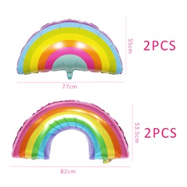 USHXVG 4 Pieces Rainbow Balloons, Multicolor Aluminum Foil Balloons, Rainbow Party Decorations, Birthday & Wedding Celebration Accessories