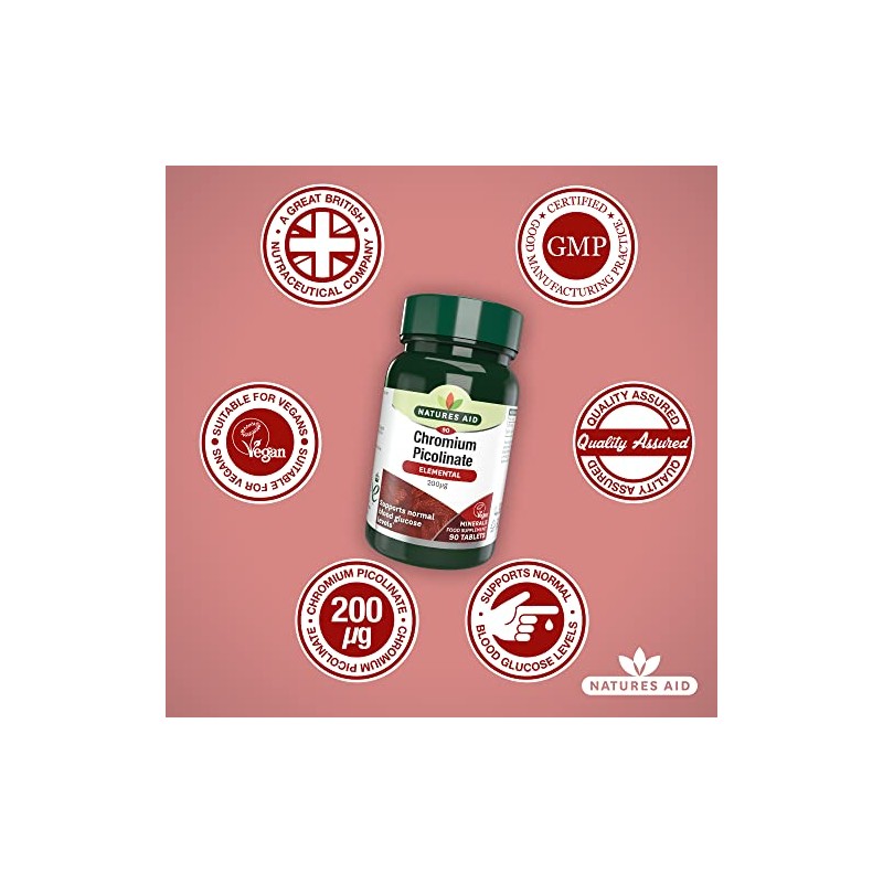 Natures Aid Chromium Picolinate Tablets 200ug Pack of 90