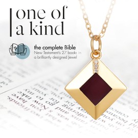 Nano Bible Necklace for Women, 18K Gold Plated World's Smallest New Testament Pendant, Mother's Day Jewelry for Mom, Religious Necklace for Wife, Daughter, Girlfriend, Sister or Grandma Gift