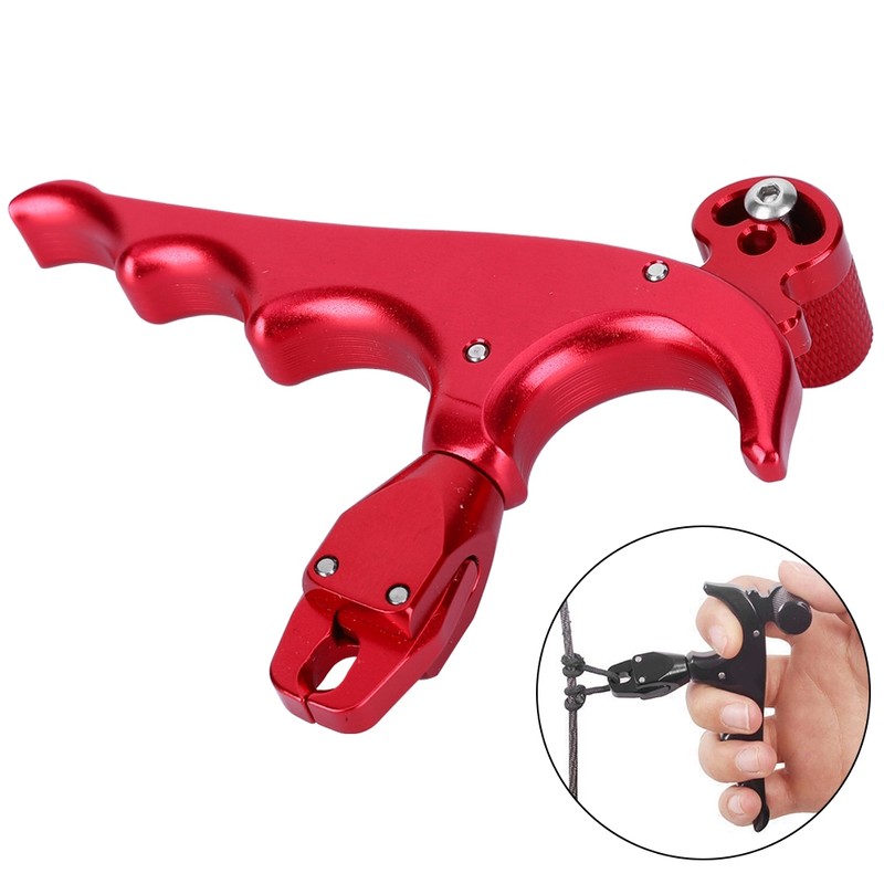 Metal 4-Finger Bow Release Caliper Thumb Trigger Grip Hunting Shooting