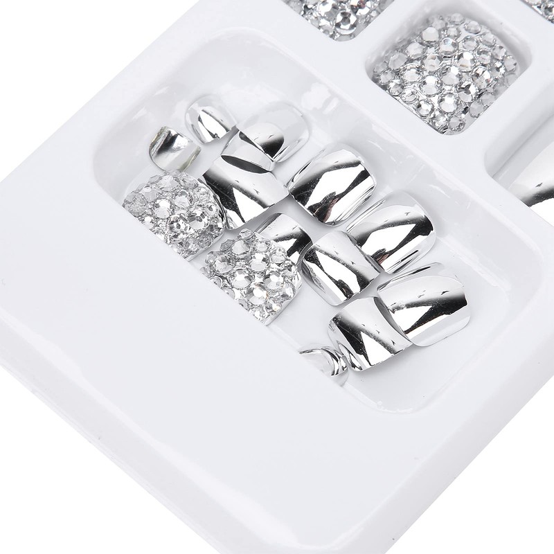 Uñas Postizas con Diamantes de Imitación, Cobertura Completa, 24 Piezas,