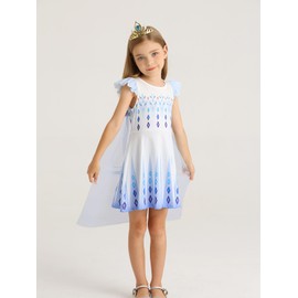 WonderBabe Princess Costume Dresses for Girls Christmas Cosplay Dress Up Clothes Toddler Kids Party Perform Birthday Outfit size 6-7