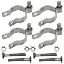 4pcs Chain Link Fence Gate Post Hinge for Outside Diameter Post/Pipe, Galvanized Chain Link Post Gate Hinge, Nut/Bolt Included (2-3/8 Inch)