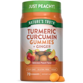 Nature's Truth Turmeric and Ginger Gummies | 70 Count | Peach Flavor | Vegan, Non-GMO, & Gluten Free Supplement