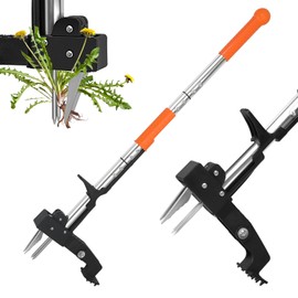 SHANTRA Weed Puller Tool, 4-Claw Stand Up Weed Puller Tool with Long Handle, Garden Weeder Puller Heavy Duty Stand Up Weeder, Weeding Tool for Lawn, Yard, Garden, Crabgrass, Dandelion Picker
