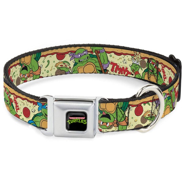 Buckle-Down Seatbelt Buckle Dog Collar - Classic TMNT Turtle Pizza