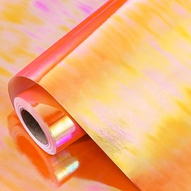 LeZakaa Orange Wrapping Paper Roll - Holographic Iridescent Wrapping Paper for Birthday, Chritsmas, Holiday - 17 inches x 32.8 Feet (47.23 sq.ft.)