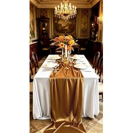 Camino de mesa de terciopelo, 10 pies, lujoso, decoración de recepción de boda, tela de terciopelo suave para fiesta (20 x 120 pulgadas, dorado)