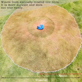 Drasry 1/2 Saltwater Fishing Cast Net for Bait Trap with Heavy Lead Sinkers Fish Throw Net. Size 3ft/4ft/5ft/6ft/7ft/8ft/9ft Radius Freshwater Nets(Tire Lines Cast Net, 8FT(240cm) Radius)