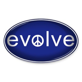 CafePress Evolve with Peace Oval Car Bumper Sticker