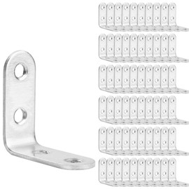 SENENQU 60 Pack Stainless Steel Corner Brace, 40 x 40mm L Shape Corner Bracket, 90 Degree Right Angle Joint Fastener Bracket for Chair Bookshelf Desk Window Furniture Cabinet, 4 Holes, Silver