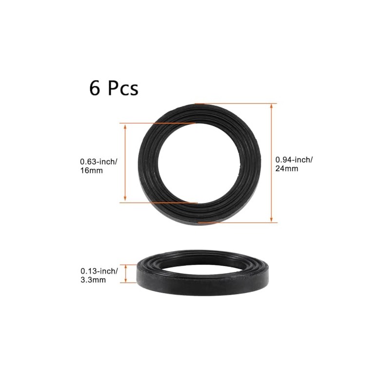TA-VIGOR 6 Pcs Black Rubber Flat Washers, 24mm OD, 16mm