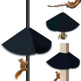 BruinBang 3 in 1 Metal Squirrel Baffle for Bird Feeder, 19 Inch Adjustable Opening Size Squirrel Guard with Spike for 4x4 Post, Shepherd's Hook or Outdoor Hanging, Keep Raccoons and Rodents Away
