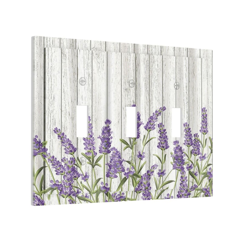 Rustic Wooden Plank Lavender 3 Gang Light Switch Cover Triple