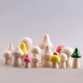 Woohome 26 Pieces Wooden Mushroom Painting Wooden Mushroom Set Natural Wooden Mushroom Set for Decor, Arts and Crafts Projects, Painting