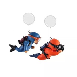 2 Pack Cute Cartoon Aquarium Diver - Add Fun & Color to Your Fish Tank, for All Kinds of Aquariums, Floating Decorations (Blue+Orange)